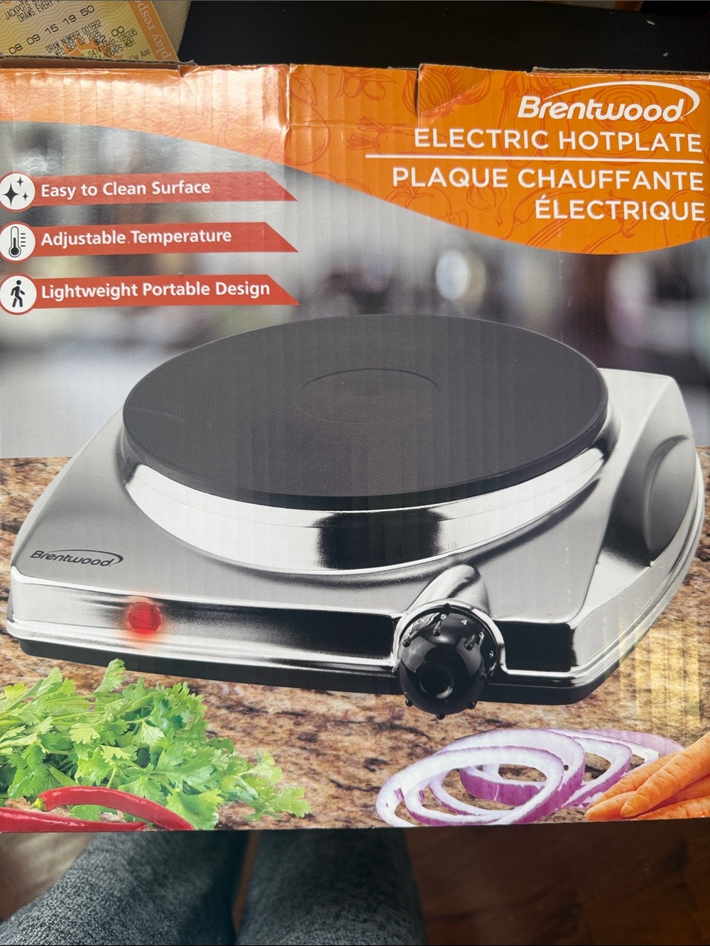 Silver Electric Hotplate with Black Heating Surface